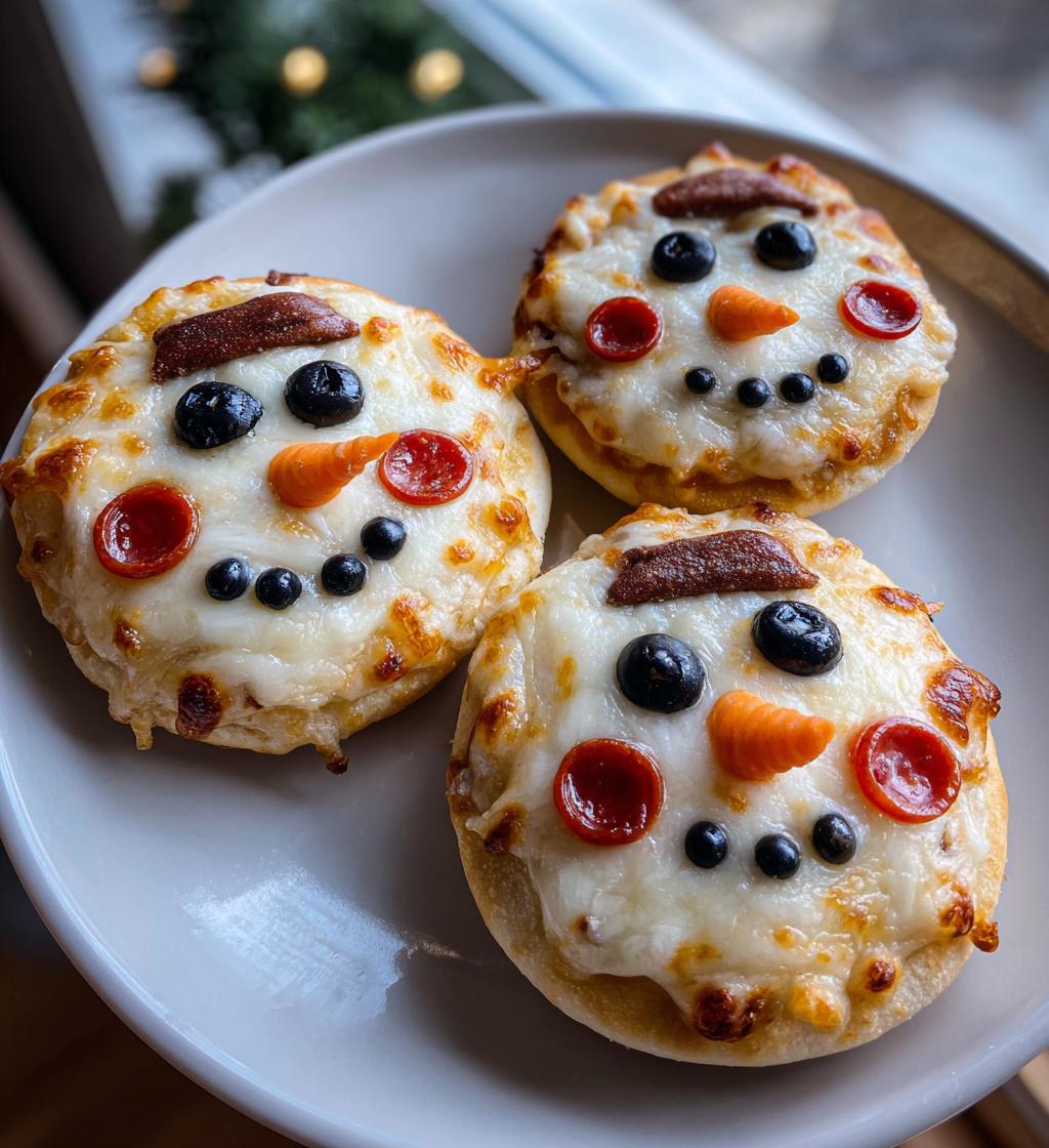Mini Snowman Pizzas