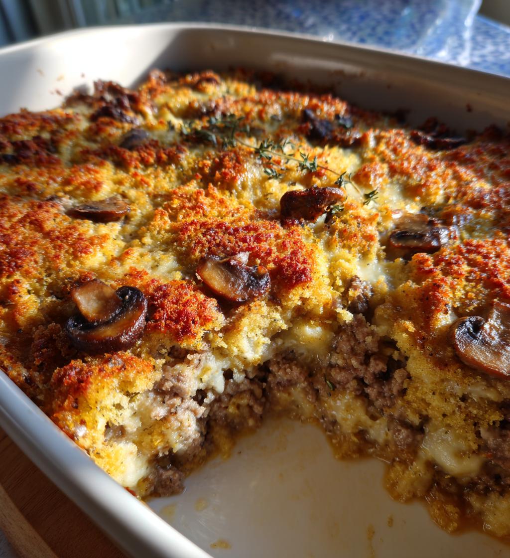 Mushroom Swiss Burger Casserole - detail 1