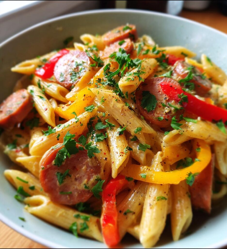 One Pot Creamy Cajun Sausage Pasta