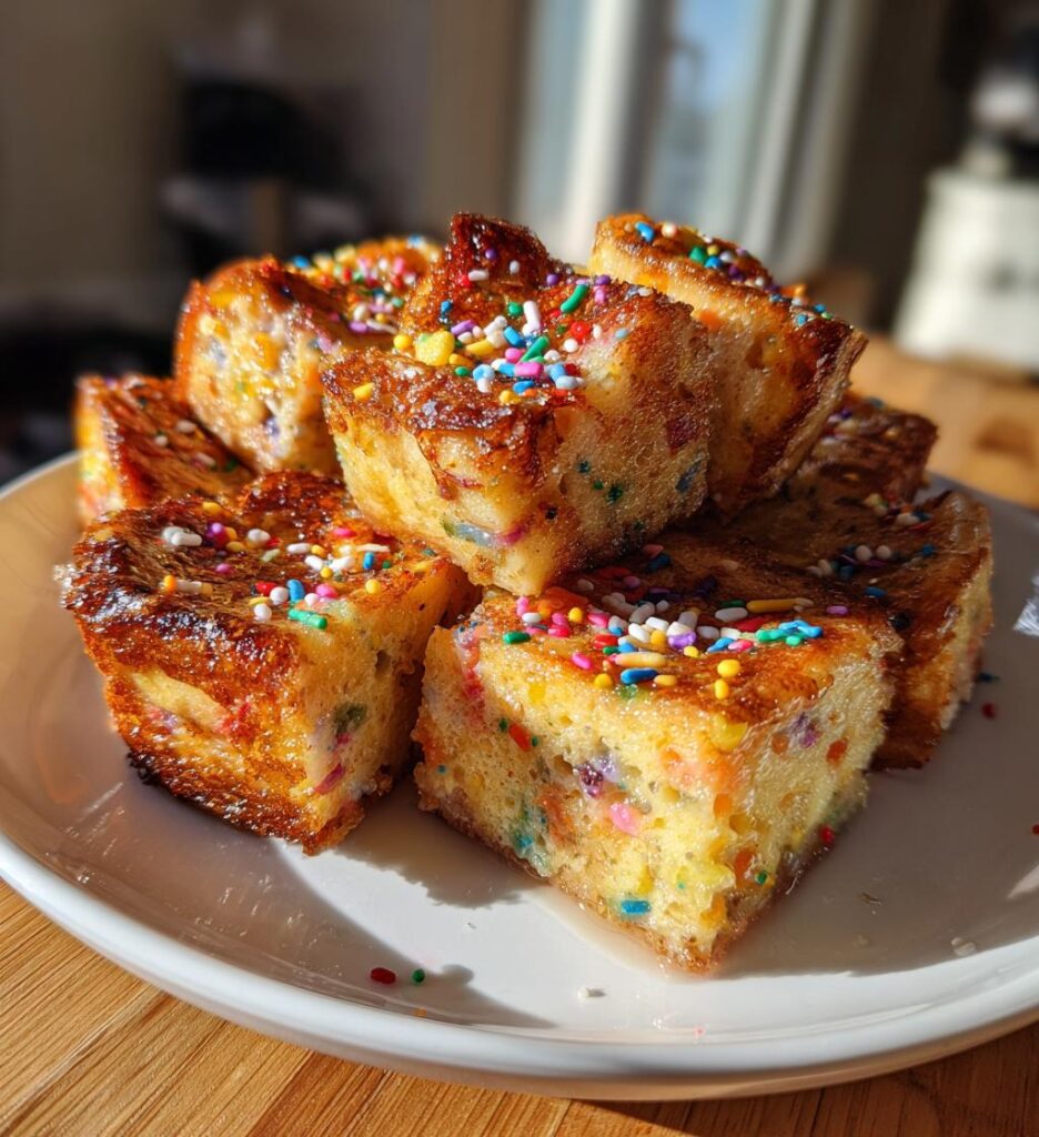 Overnight Birthday Cake French Toast Casserole