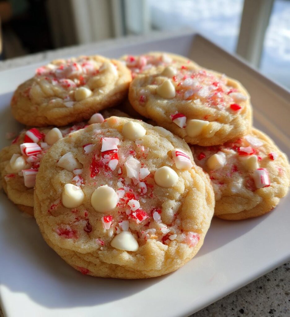 Peppermint White Chocolate Pudding Cookies