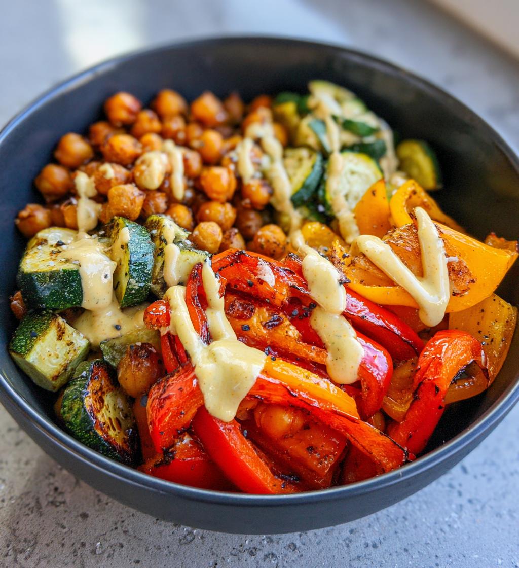 Roasted Veggie Chickpea Bowls with Maple Dijon Tahini Dressing - detail 1