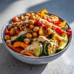 Roasted Veggie Chickpea Bowls with Maple Dijon Tahini Dressing