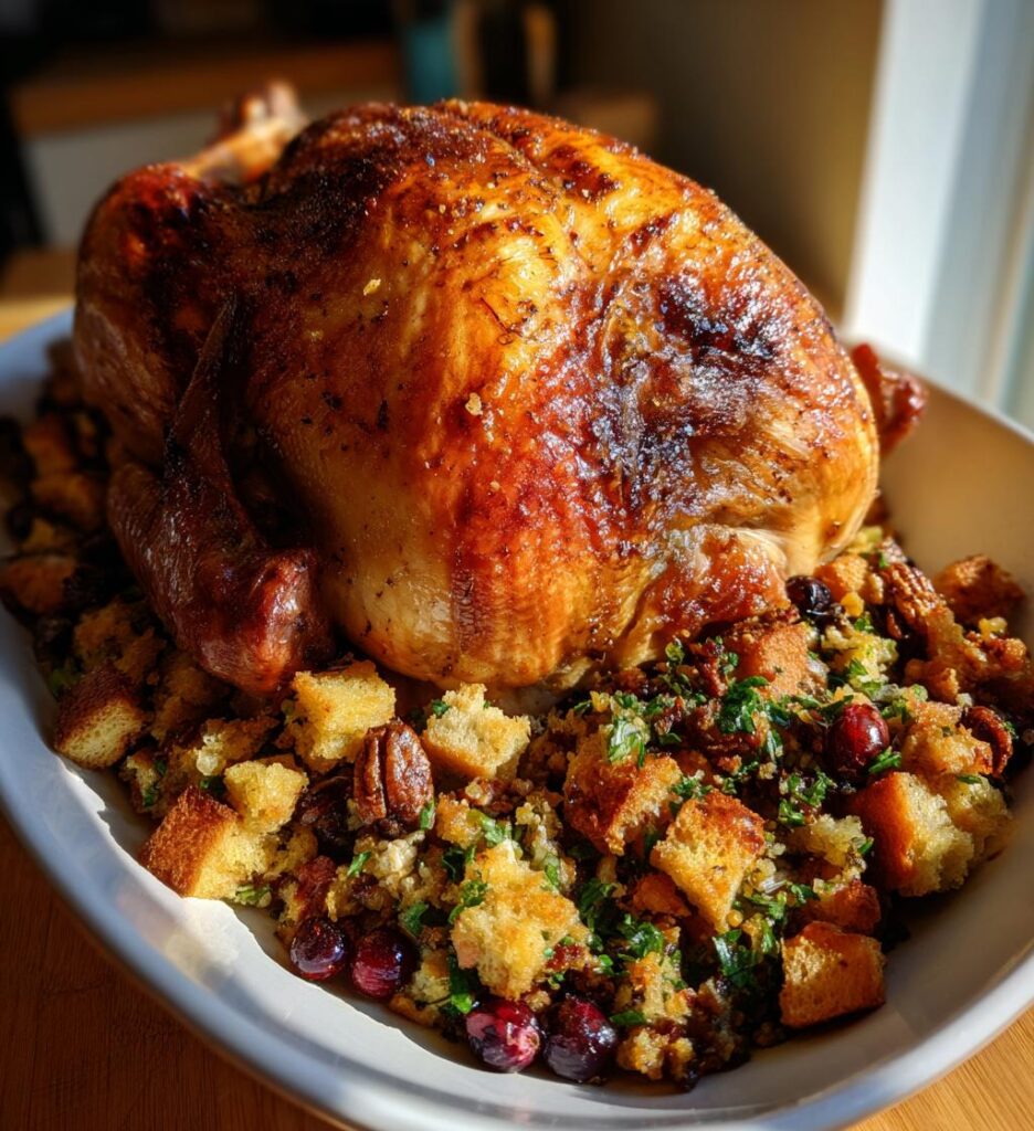Sheet Pan Herb Roasted Turkey and Cranberry Pecan Stuffing