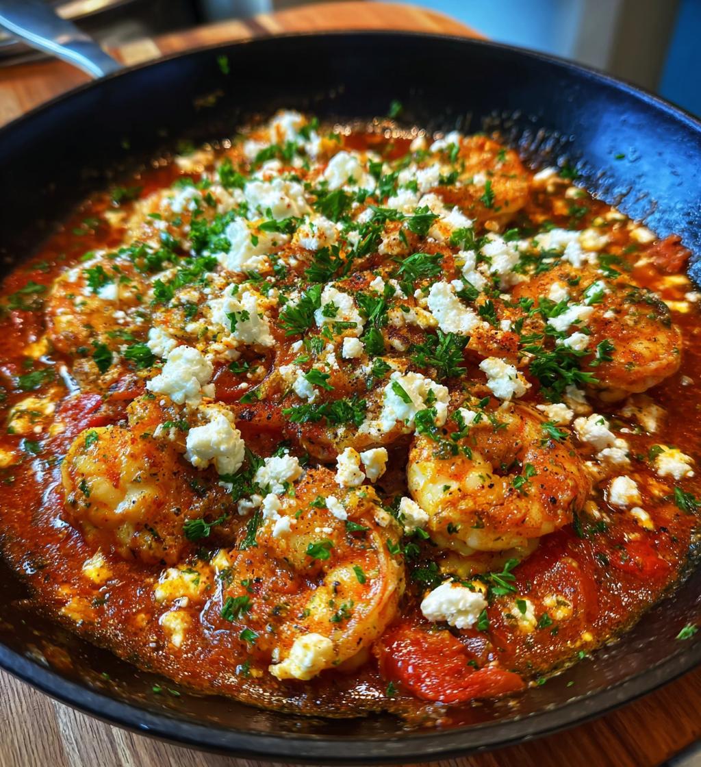 Shrimp Saganaki With Creamy Feta Cheese