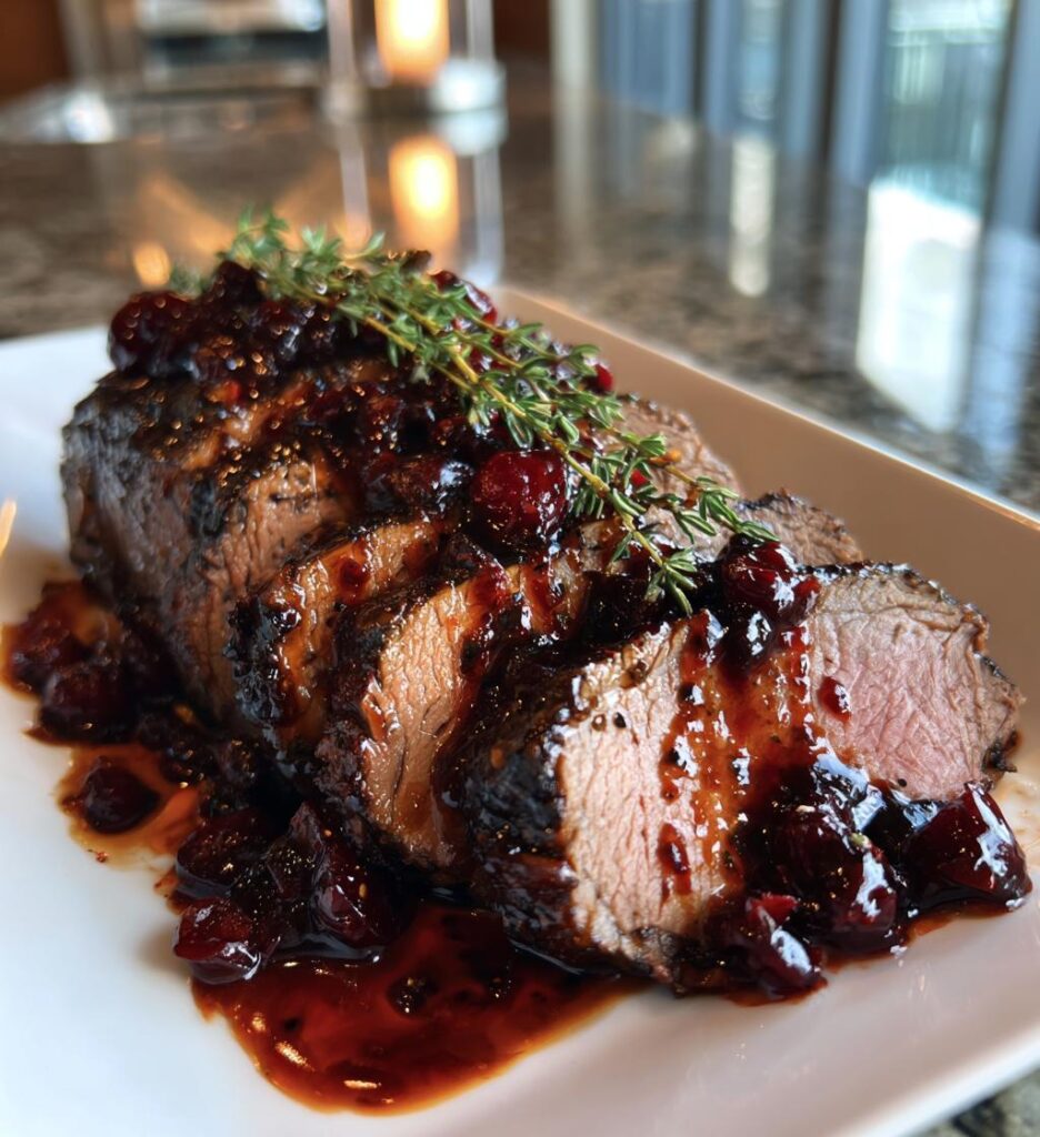 Slow-Braised Beef Roast with Cranberry Balsamic Glaze