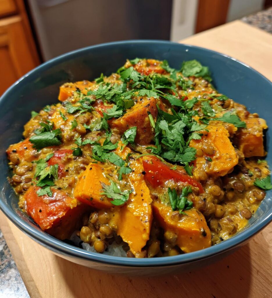 Slow Cooker Sweet Potato and Lentil Tikka Masala