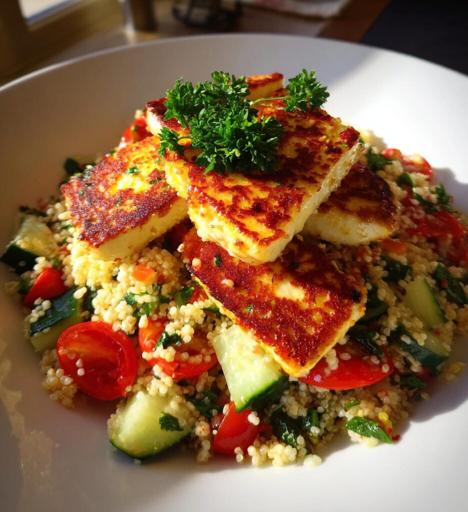 Spicy Hot Honey Halloumi & Couscous Salad