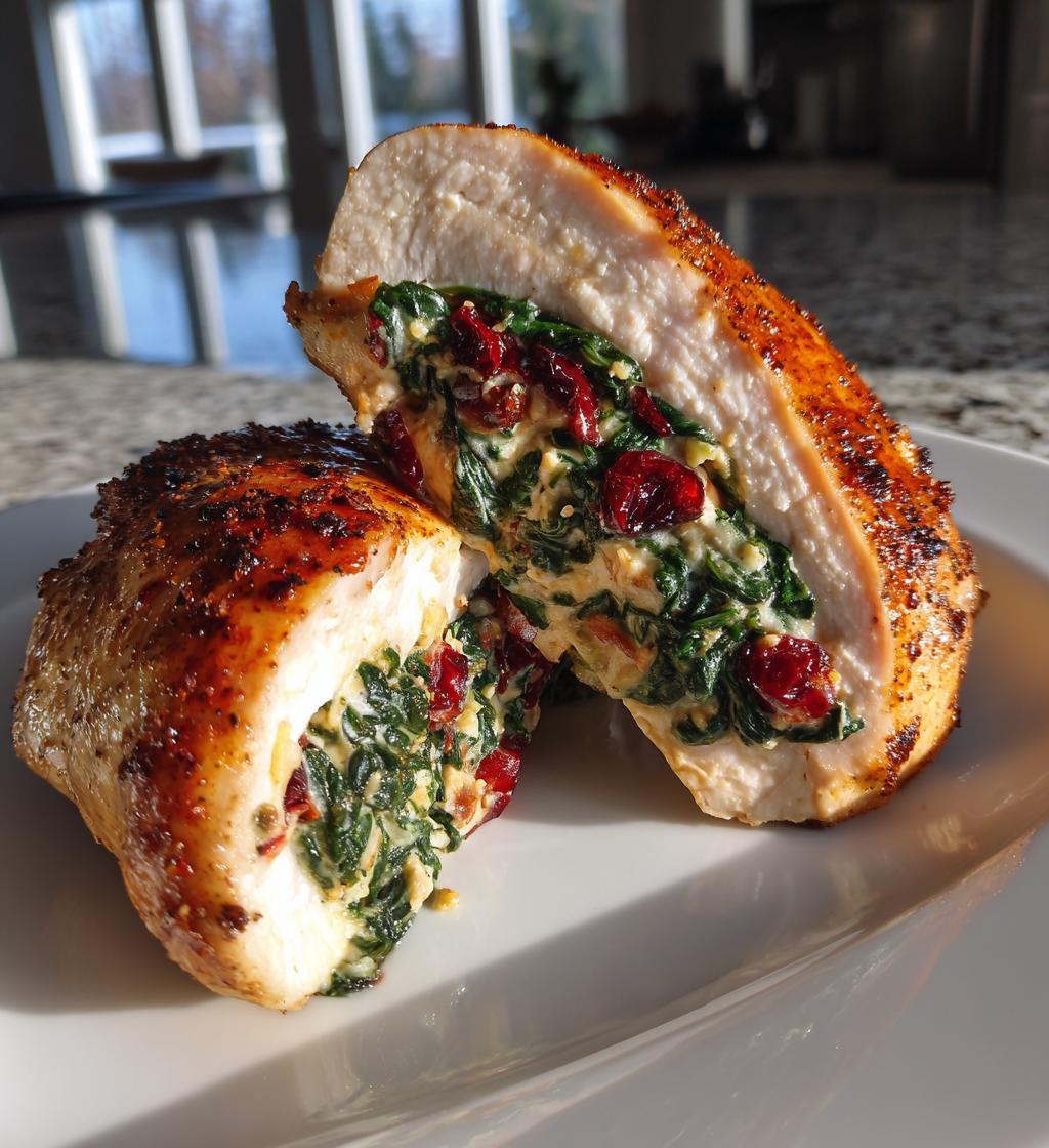Spinach & Cranberry Stuffed Chicken - detail 1