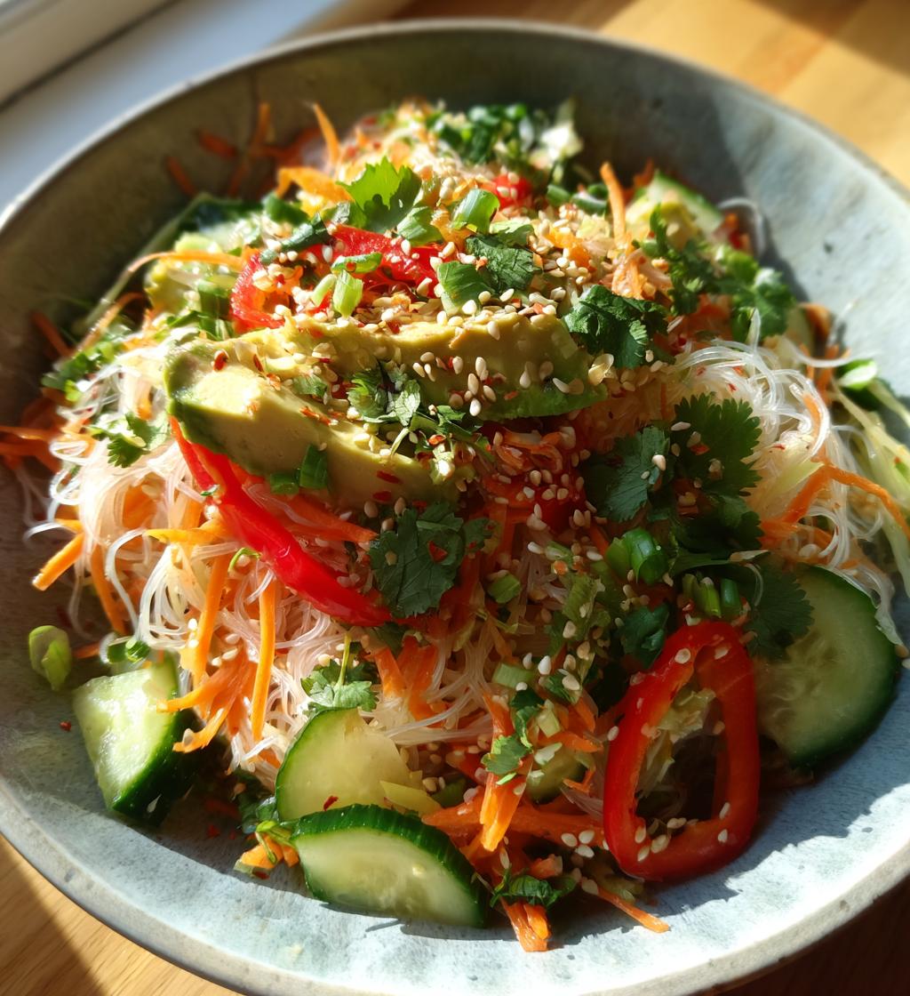 Spring Roll Salad with Spicy Ginger Dressing