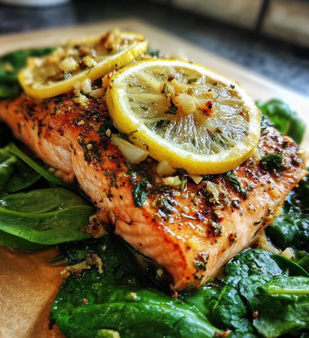 Baked Salmon Spinach