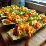 Buffalo Chicken Zucchini Boats