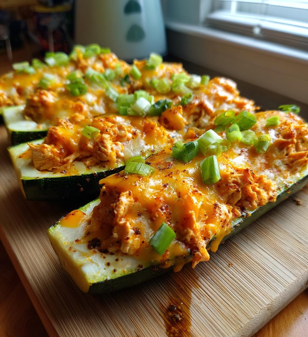 Buffalo Chicken Zucchini Boats