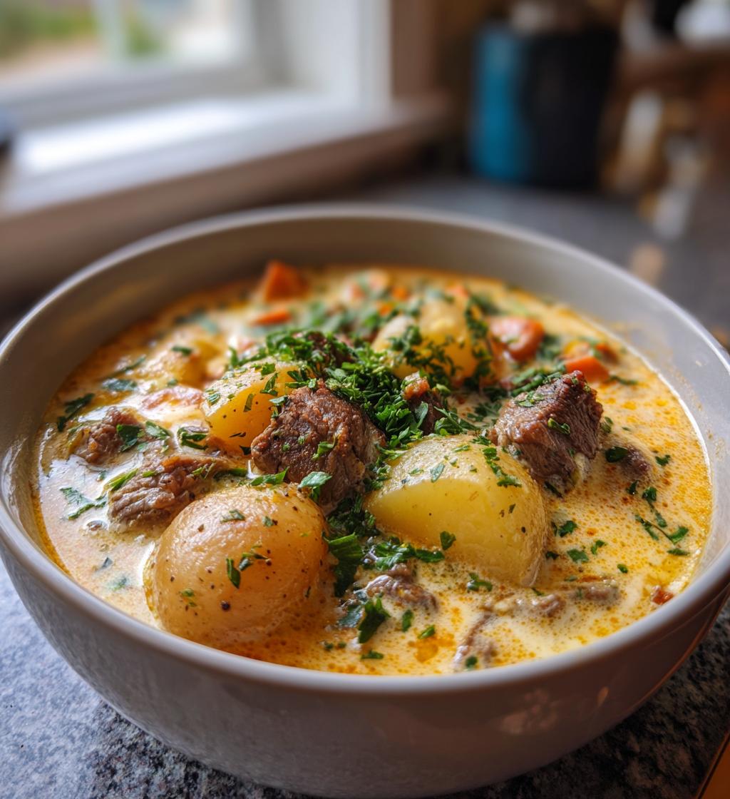 Cheesy Beef Potato Soup