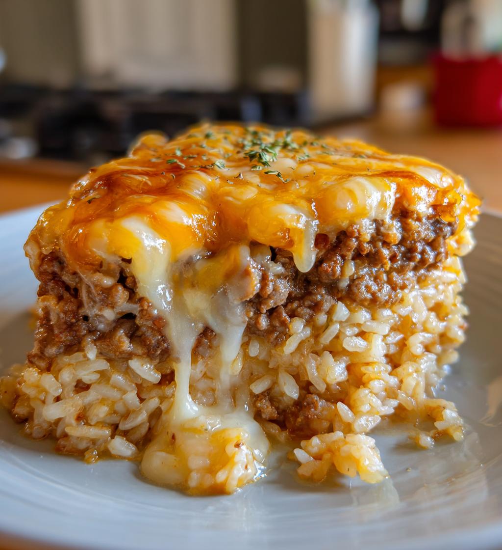 French Onion Ground Beef Rice Casserole