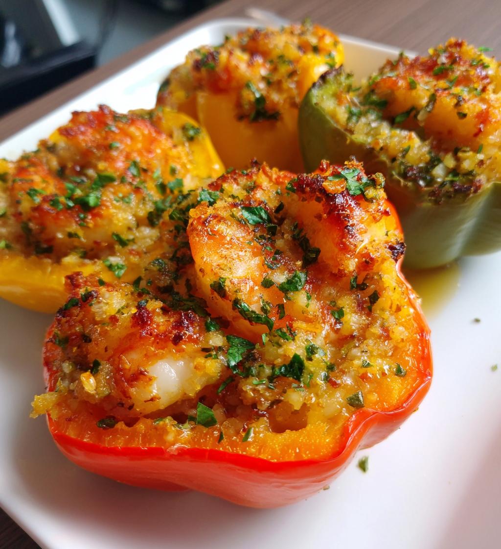 Garlic Butter Shrimp Stuffed Peppers