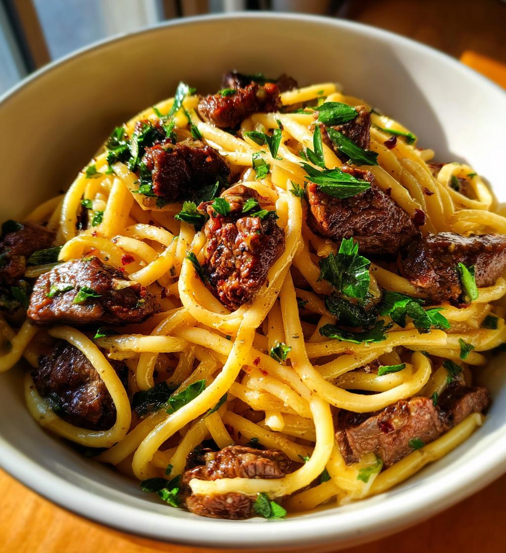 Garlic Butter Steak Pasta