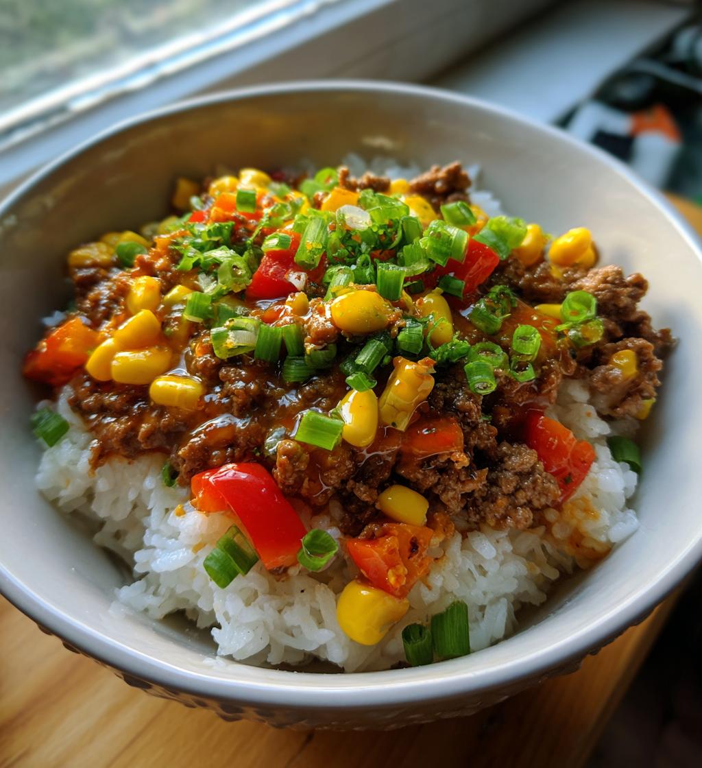 Hot Honey Ground Beef Bowl