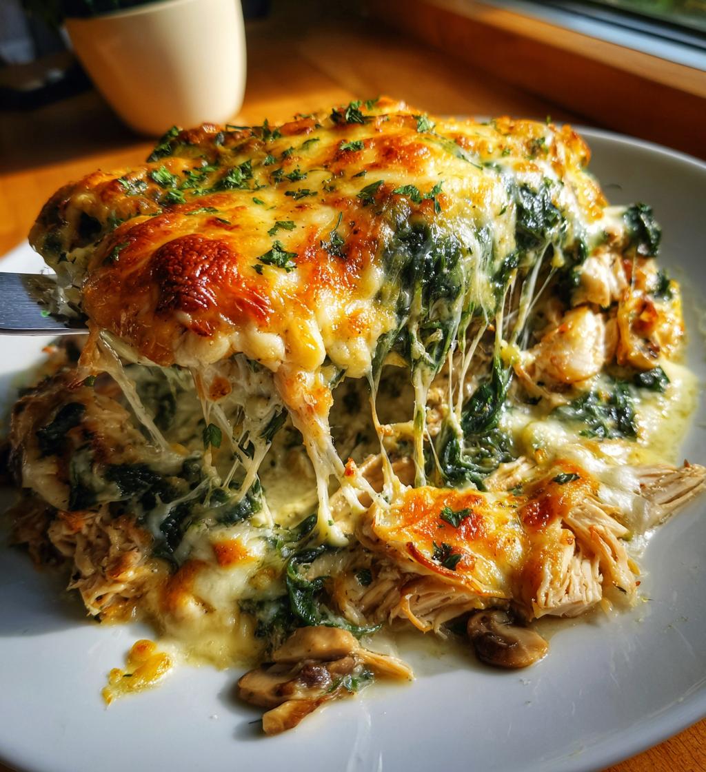 Low Carb Chicken Spinach Mushroom Bake - detail 1