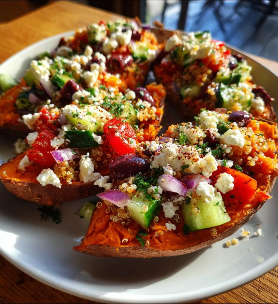 Mediterranean Stuffed Sweet Potatoes
