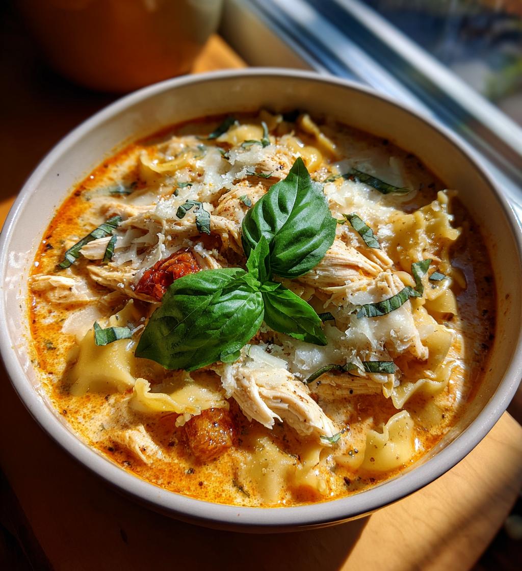 Roasted Garlic White Chicken Lasagna Soup