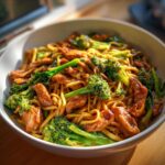 Spicy Garlic Chicken Broccoli Noodles