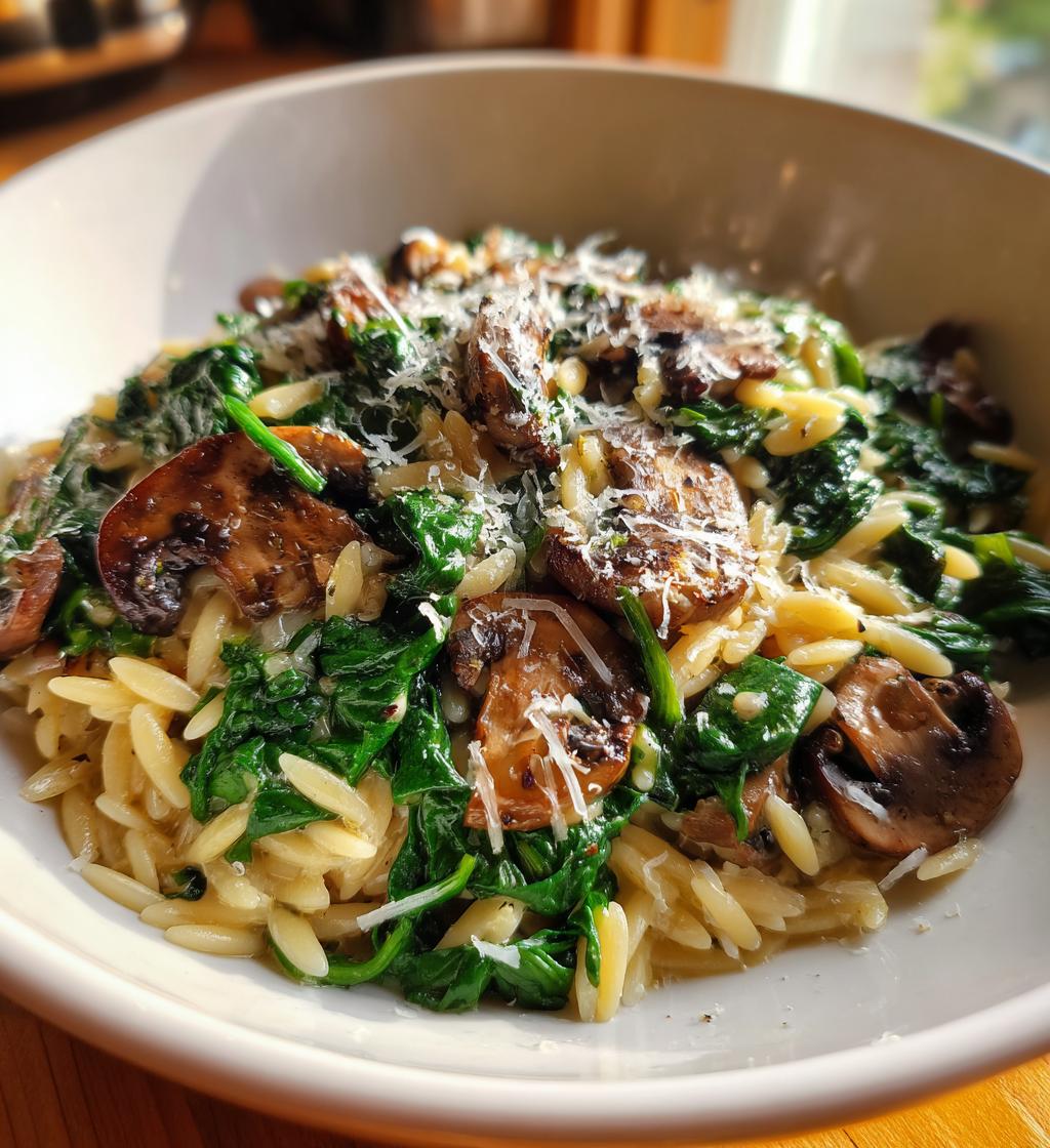 Spinach Mushroom Orzo