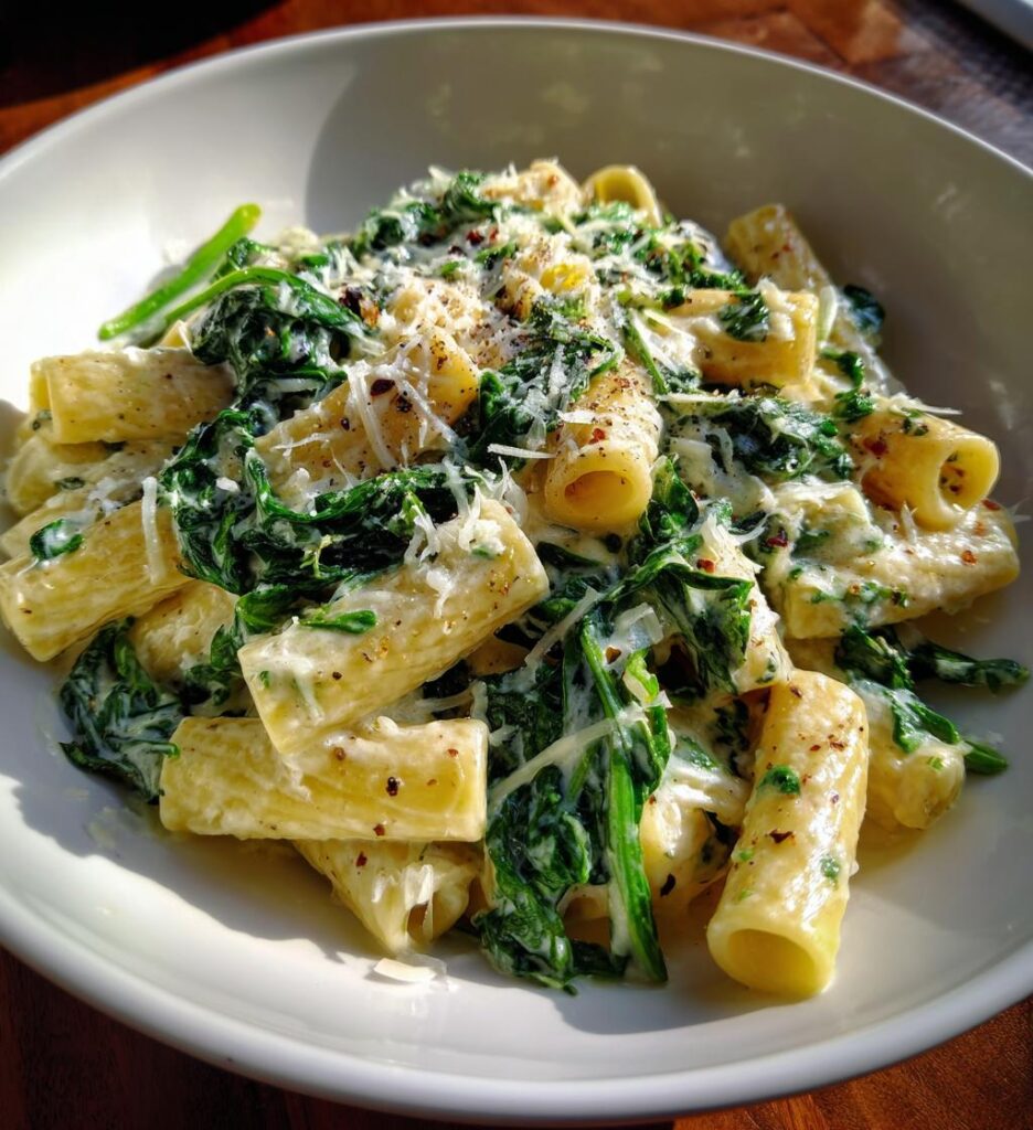 Spinach Parmesan Rigatoni
