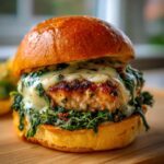 White Cheddar Spinach Chicken Burgers