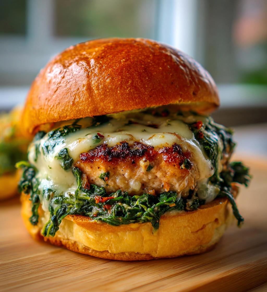 White Cheddar Spinach Chicken Burgers