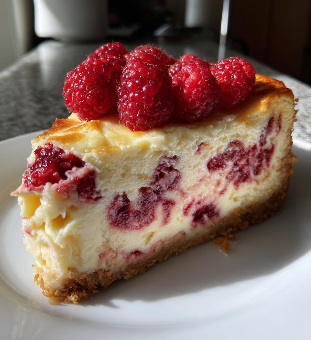 White Chocolate Raspberry Cheesecake - detail 1