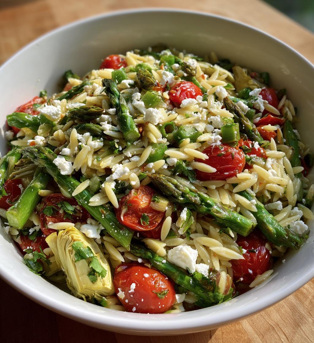 Asparagus Artichoke Orzo Salad