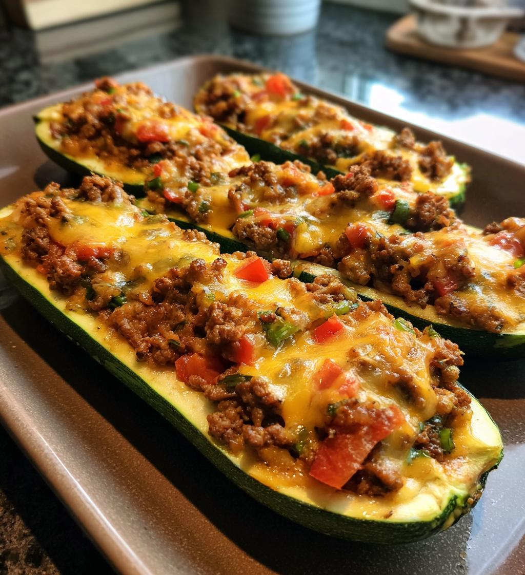 Ground Beef Zucchini Boats