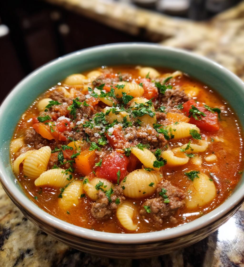 Italian Ground Beef Pasta Soup