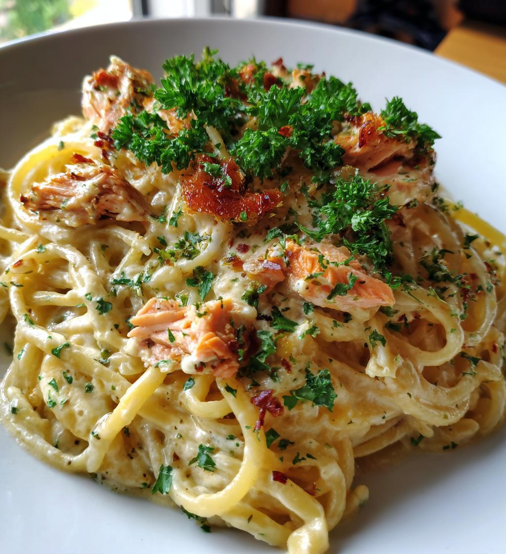 Lemon Cream Salmon Pasta
