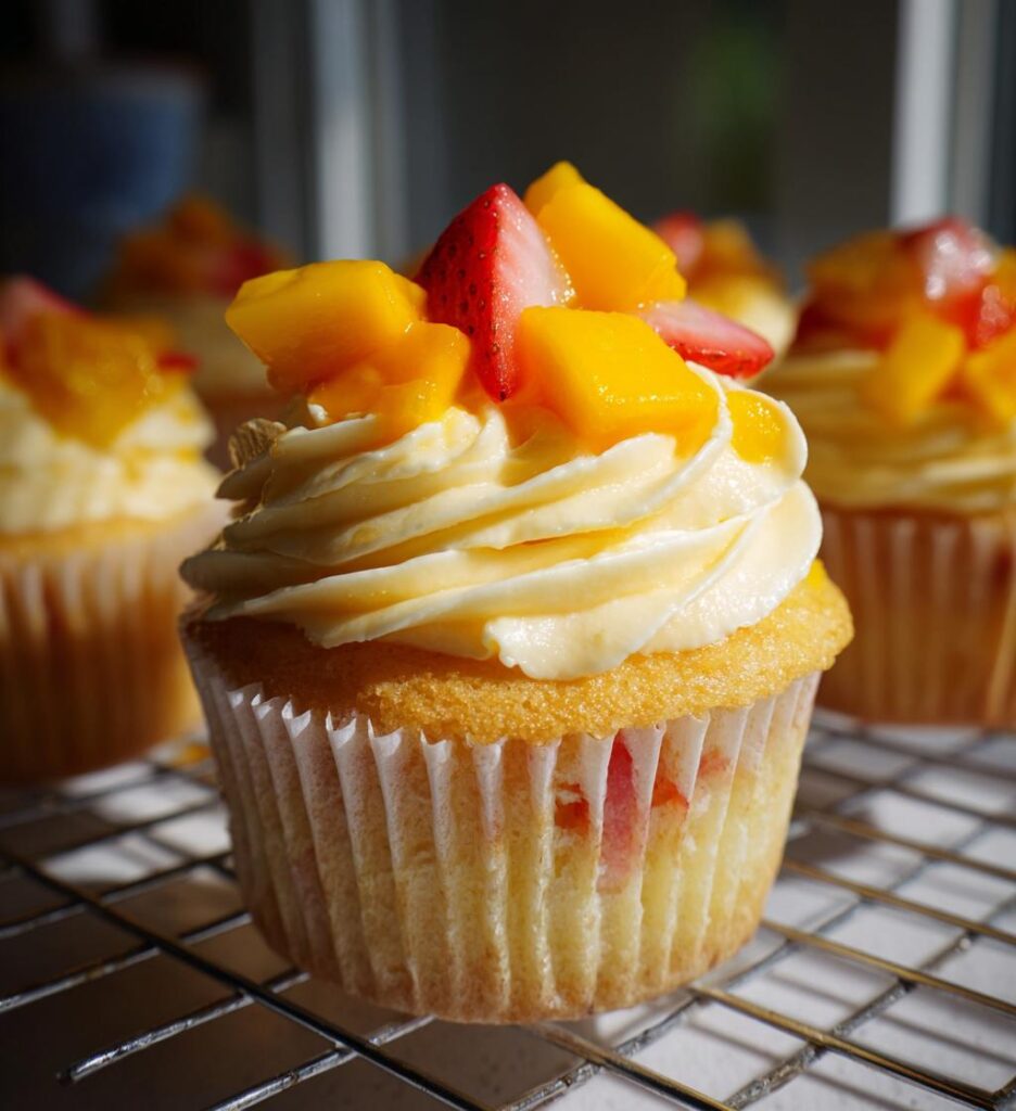 Mango Strawberry Cupcakes
