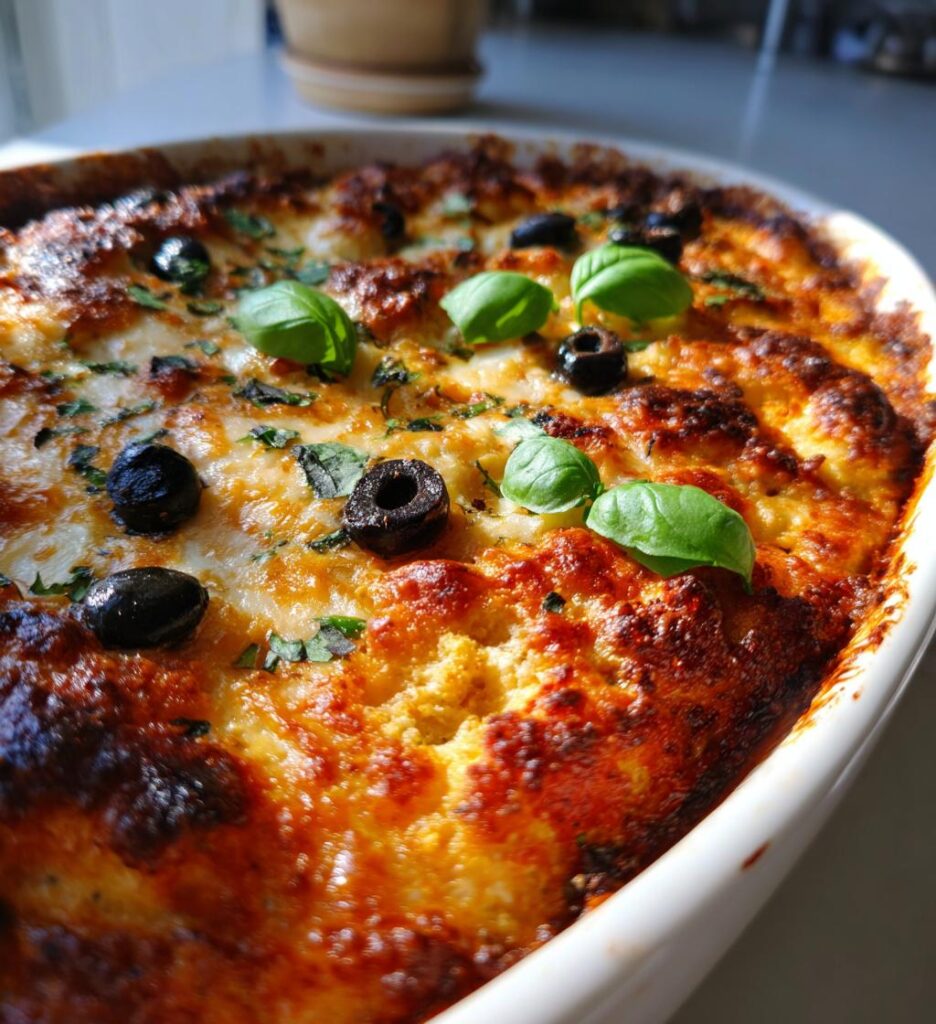 Roasted Cauliflower Pizza Casserole