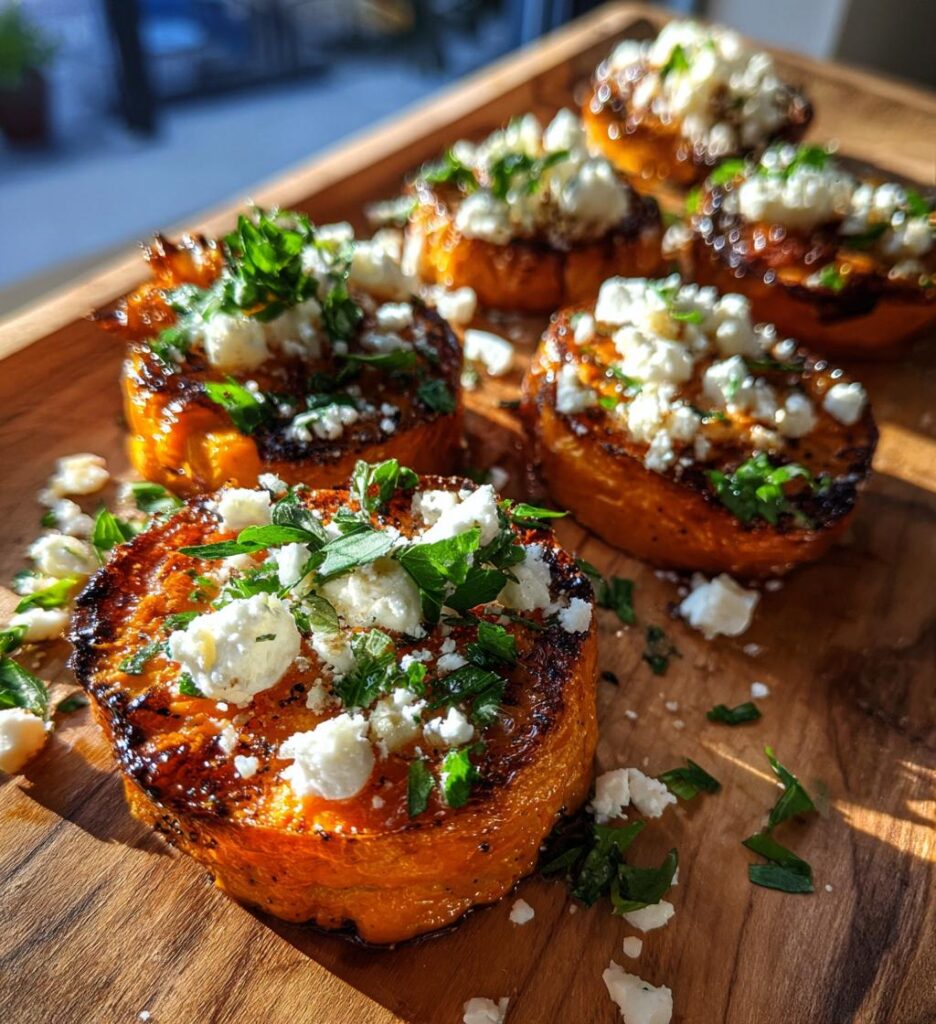 Roasted Sweet Potato Feta Rounds