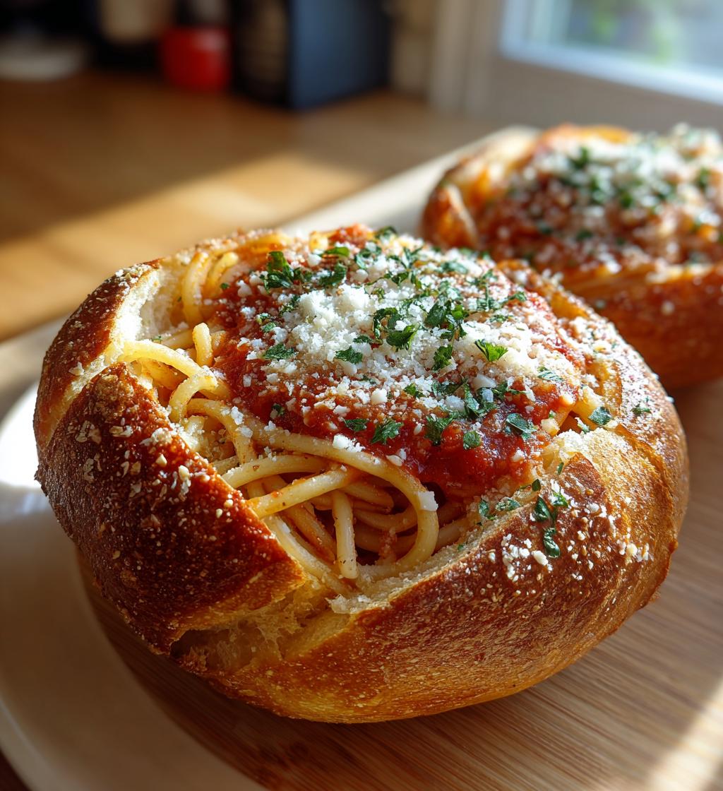 Spaghetti Garlic Bread Bowls - detail 1