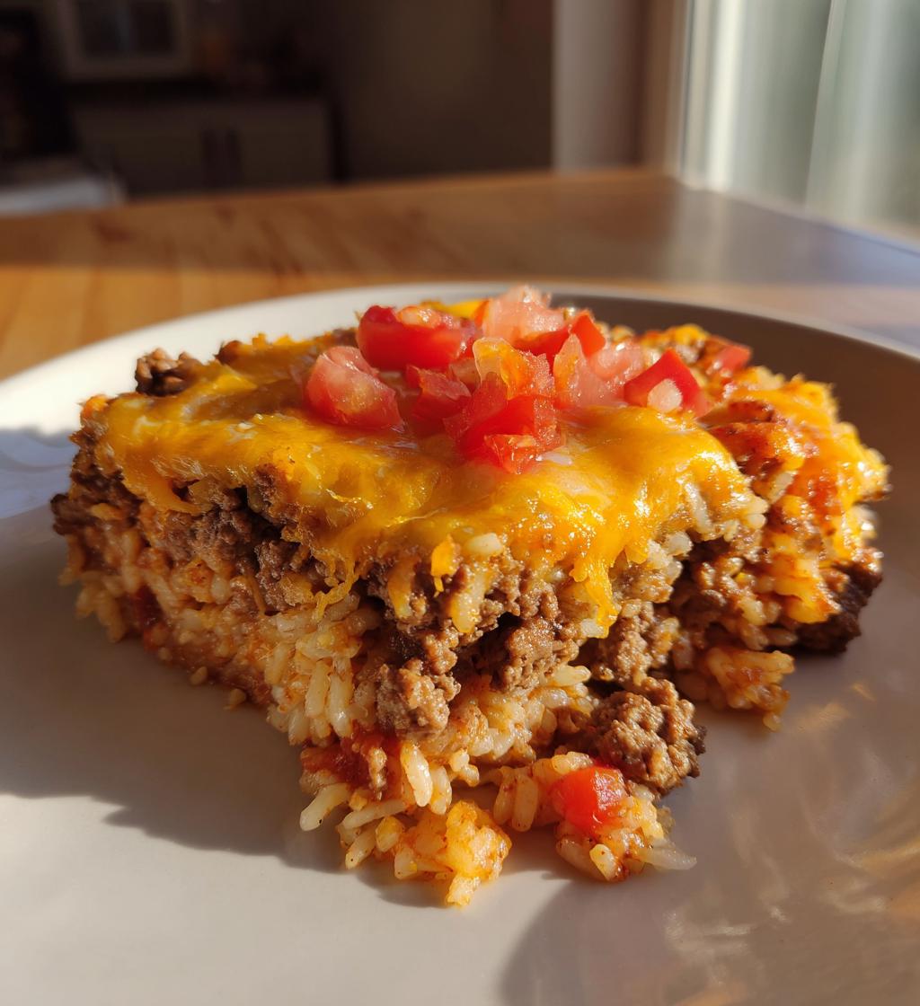 Cheesy Hamburger Rice Casserole
