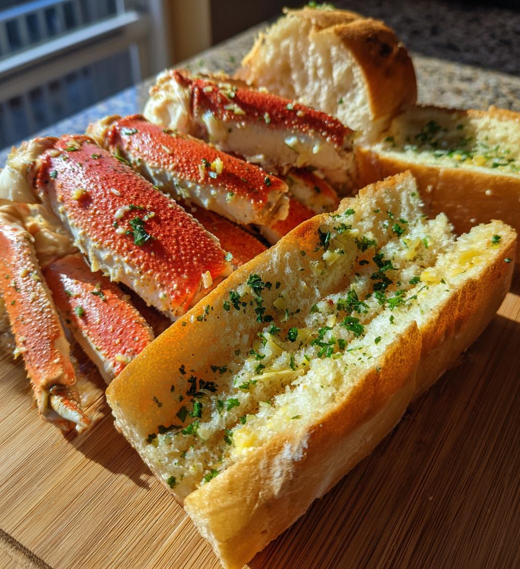 Crab Legs Garlic Bread