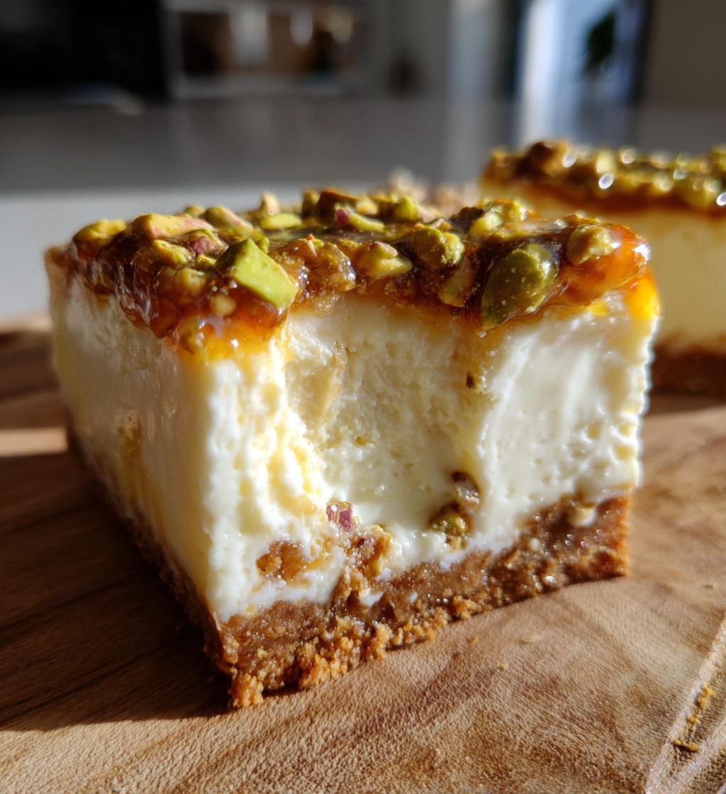 Honey Pistachio Cheesecake Bars