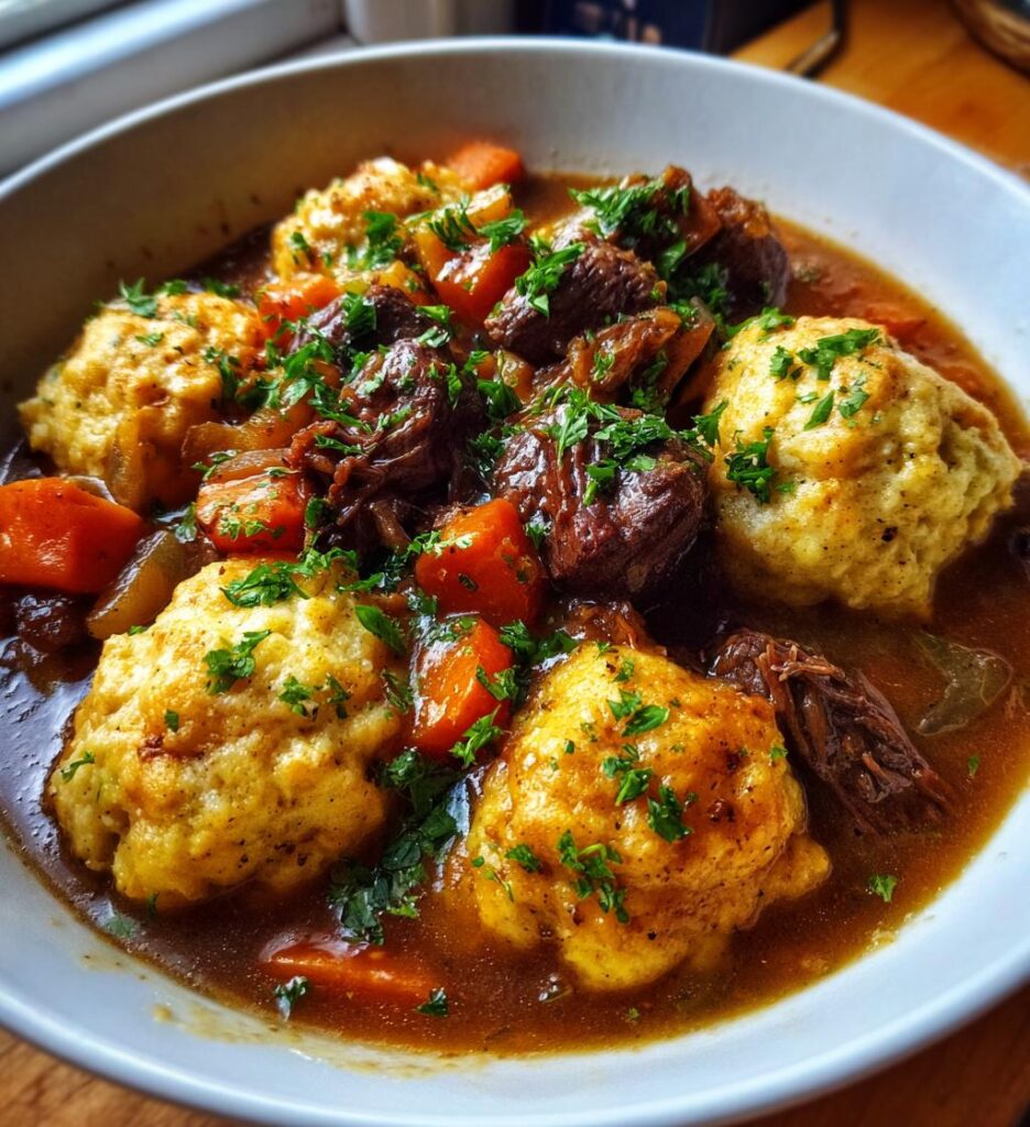 Irish Stew Cheddar Dumplings