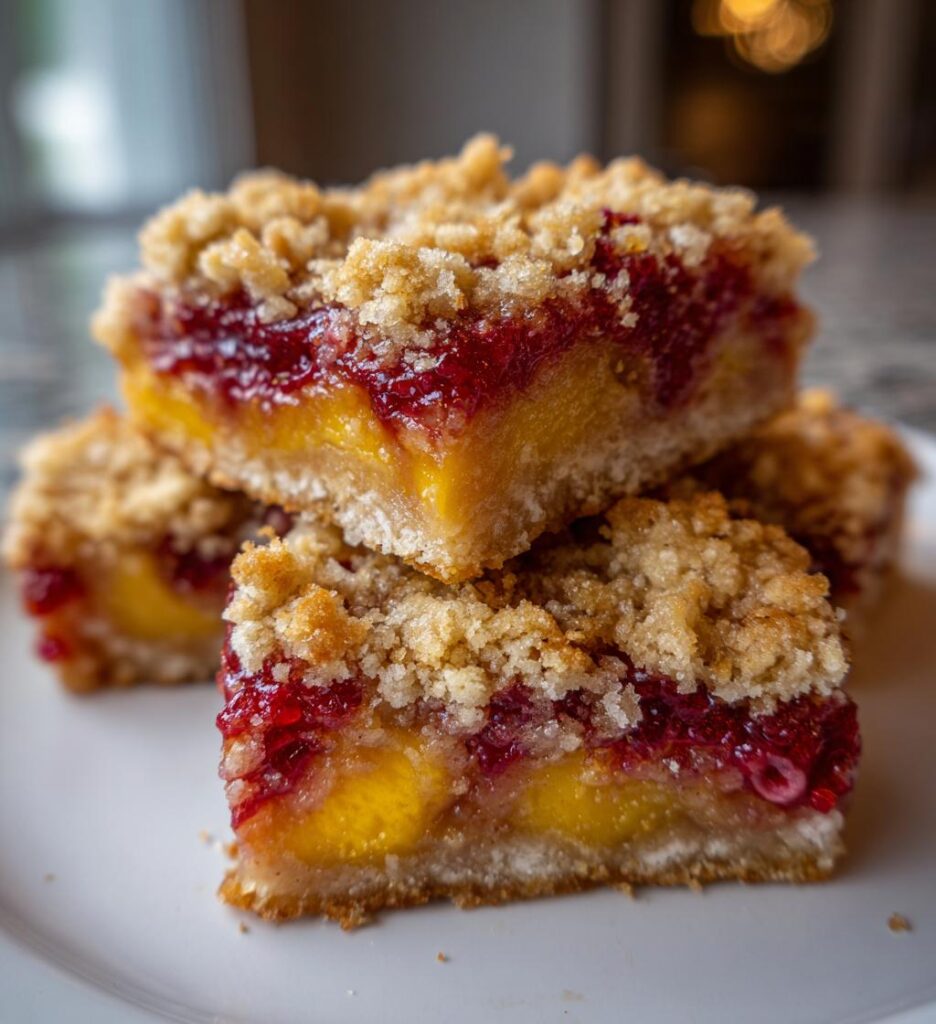Peach Raspberry Crumb Bars