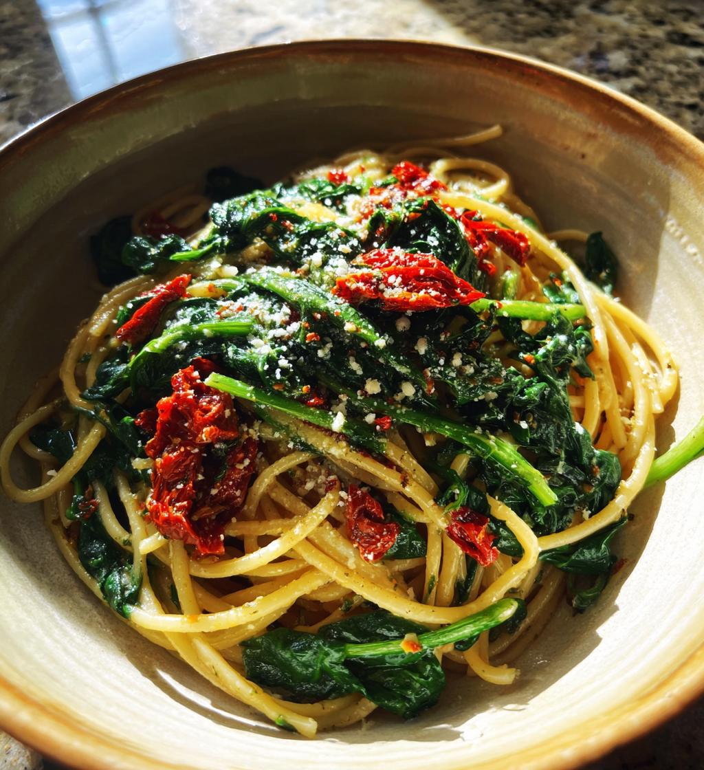 Spinach Sun Dried Tomato Pasta
