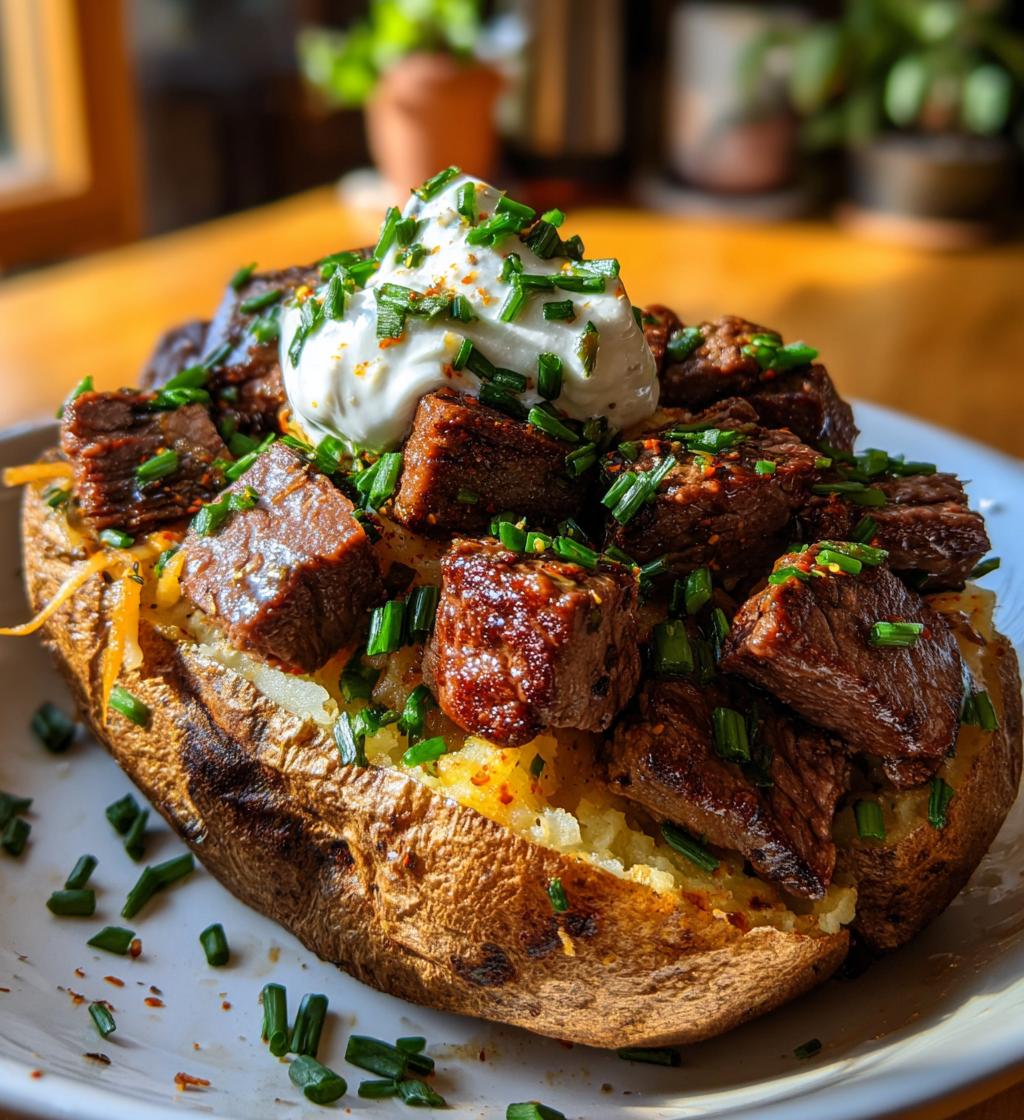 Steak Bites Baked Potato