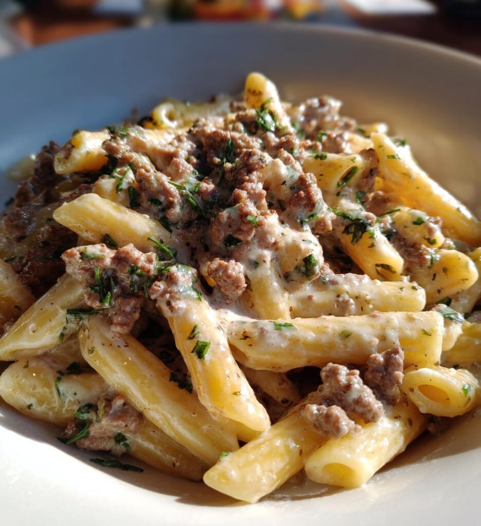 Beef Alfredo Ziti