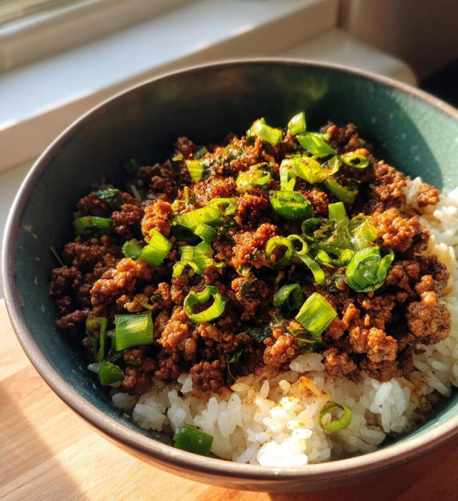 Beefy Garlic Butter Rice Bowl