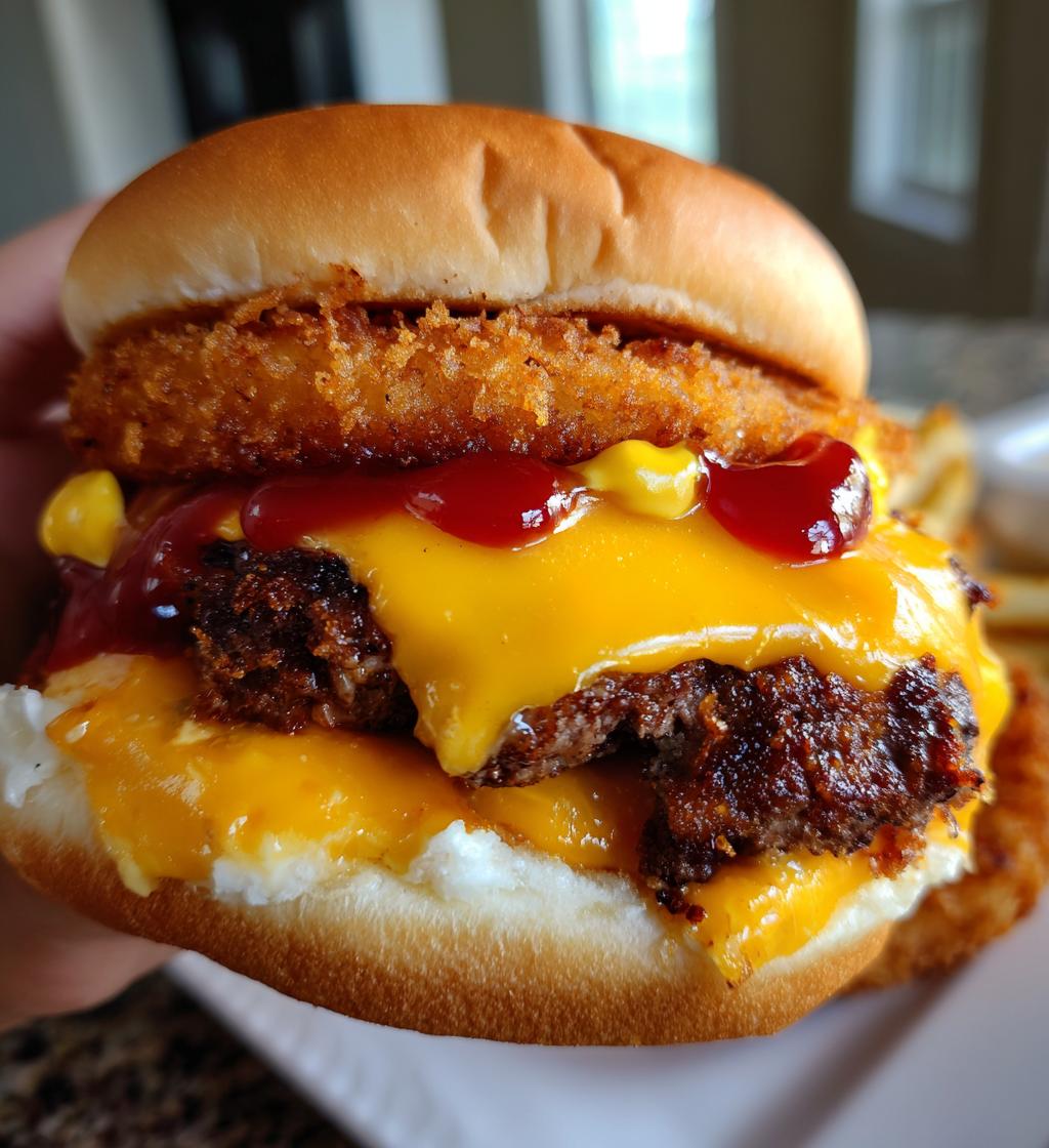 Cheeseburger Onion Ring Roll