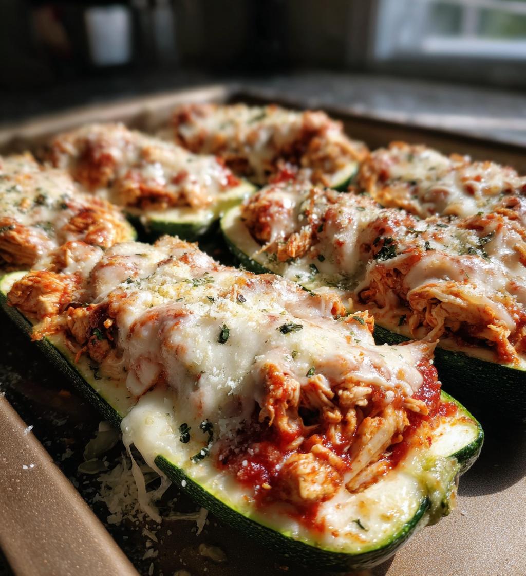 Chicken Parmesan Zucchini Boats